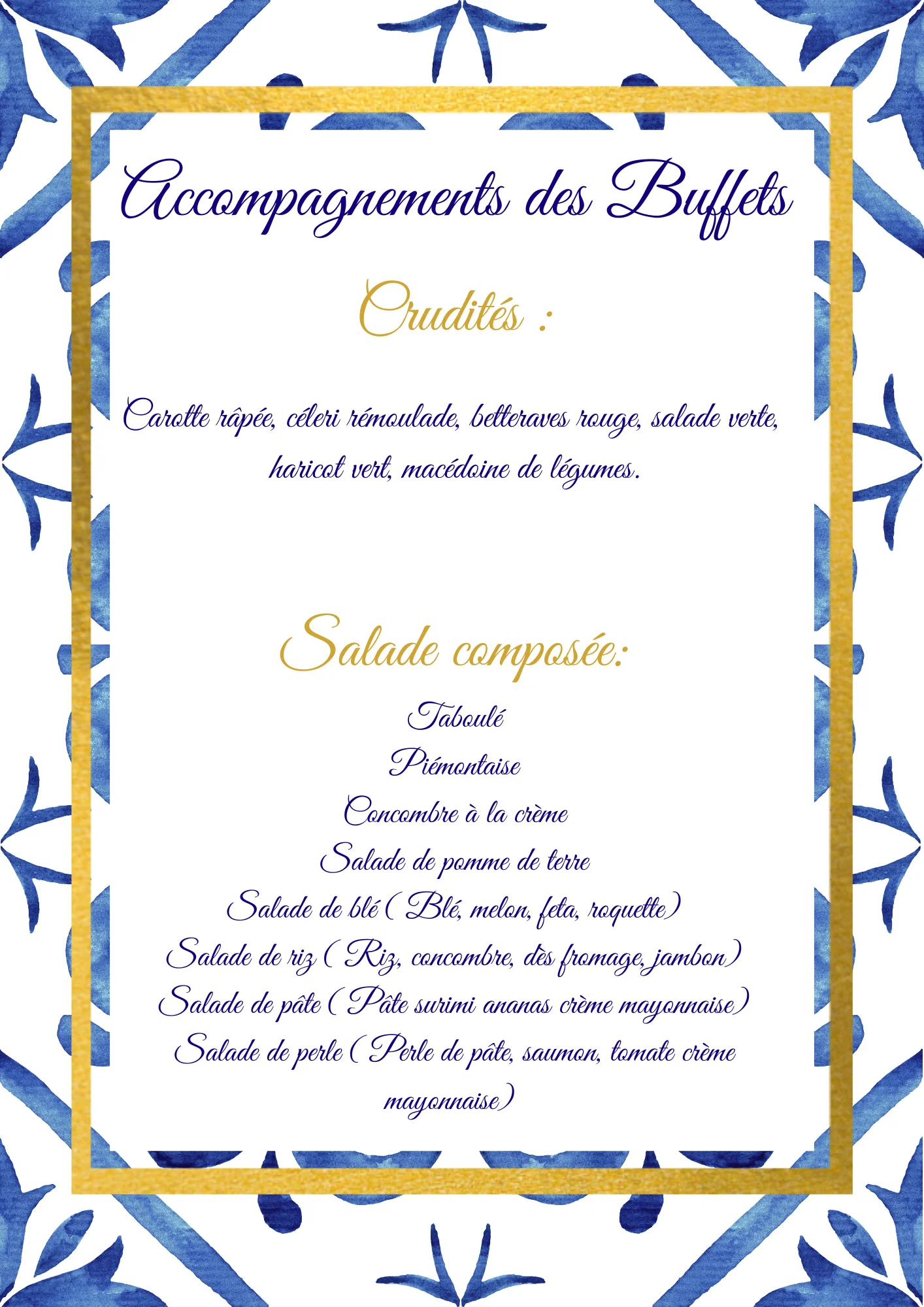 Accompagnements des Buffets